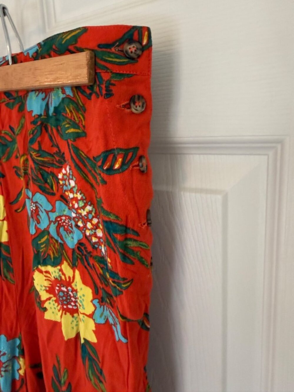 Free people Blue Horizon Orange  Tropical Floral Wide Pants Palazzos Trousers 8 - Picture 4 of 8